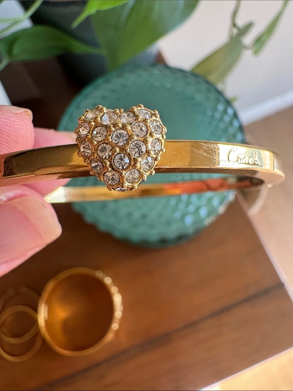 Coach Gold-Tone Set of 2 Signature Bangle Bracelets and earrings
